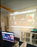 A laptop with an ongoing online teams meeting.
